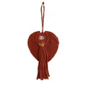 Bohemian handmade macrame Christmas tree hanging ornament rust red woven wall decor gift - Angel Red