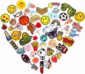 Colorful cartoon embroidered patches set for clothing, cute DIY iron-on appliques for jackets bags. - 55 Styles Set