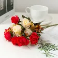 Artificial rose flower bouquet for Valentine gift, home decor and wedding arrangement details. - Red