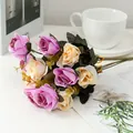 Artificial rose flower bouquet for home decor, wedding party, and romantic Valentine gifts. - Deep purple