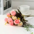 Artificial rose bouquet detail shot, elegant pink and cream floral arrangement for decor. - Pink