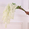 Flores de glicina artificiales blancas vid de seda falsa ramo de flores para decoracion boda - Blanco