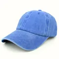 Vintage baseballpet van gewassen katoen in een vervaagde blauwe afwerking met zachte top - Verstelbaar / Saffierblauw