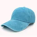 Vintage gewassen katoenen baseballpet in lichtblauw met verstelbaar zacht topontwerp - Verstelbaar / Meerblauw