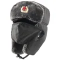 Verdichtete Winter Ushanka Mütze mit Gesichtsmaske und Sternemblem für Herren Kälte. - Schwarz + Sowjetisches Abzeichen