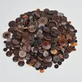 Detailed view of assorted brown resin buttons mix, in various sizes for DIY handmade crafts. - Coffee Series