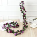 Artificial rose flower vine purple fake floral garland for home room ceiling wall decor - Spring Peony Vine Purple