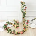 Artificial rose flower vine for home decoration, hanging garland with pink and yellow flowers. - Spring Peony Vine Sunset