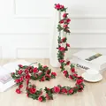 Artificial rose flower vine decorative garland for home room wall ceiling floral arrangement - Spring Peony Vine Rose Red