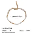 Bracciale di perle di vetro a doppio strato dorato, gioielli vintage chic donna. - Braccialetto a Doppio Strato di Perle Artificiale (2201ZJ16230SL) / Oro