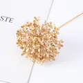 Gold metal floral cluster ornament, brilliant golden finish, exquisite home decor accessory. - Single Hydrangea Stem / Gold