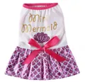 Cute pink and white pet dog mermaid dress featuring sparkly glitter fish scale skirt. - SDZ120 Pink Mermaid