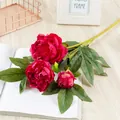 Finta Peonia Fiore Stelo Singolo Bouquet di Seta Artificiale per Decorazione Tavola - Rosso rosa