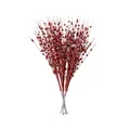 Artificial red glittery foam berry stems bouquet for Christmas tree DIY decoration - Red