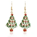Christmas tree drop earrings with red and green enamel festive holiday jewelry gift - Christmas Tree 01