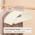 Beige seamless clothes hanger set, heavy duty non-slip hanger for home wardrobe organization - Oval / Off White