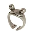 Vintage zilver gesloten ogen kikker ring verstelbare open band dierlijke sieraden - 04 Kikkerkoning retrostijl