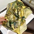 Silk scarf ribbon traditional Chinese painting green mulberry silk long neck scarf variant - 19107-Main Image