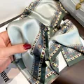 Green silk ribbon scarf elegant mulberry silk geometric long neckerchief for women spring - 19109-Main Image