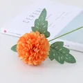 Crisantemo a sfera artificiale ramo singolo fiore di seta per decorazione casa nozze. - Arancione