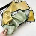 Green and yellow gradient silk long scarf, elegant two-layer mulberry silk streamer. - 19204-Main Image