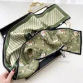 Green floral silk scarf, elegant long twin-layer scarf for women in spring daily style - 19205-Main Image