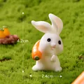 Resin cartoon cute white rabbit figurine holding carrot, micro landscape garden decor. - No. 20 Rabbit Carrying Carrot
