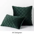 Luxurious dark green velvet cushion cover featuring an elegant diamond lattice quilted pattern - Dark Cyan / 30x50cm