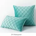 Watergreen velvet throw pillow cover with elegant quilted diamond lattice design - Aqua Green / 30x50cm(Cover Only)
