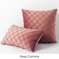 Premium lattice quilted velvet cushion cover in dusty rose jam color, variant 8 SKU - Auburn / 30x50cm