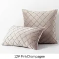 Luxurious pink champagne velvet cushion cover with elegant diamond lattice pin-tuck - Champagne Pink / 30x50cm
