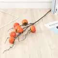 Artificial simulation fruit branch for home and store decoration, realistic fake plant stems. - 7-Head Persimmons - Red