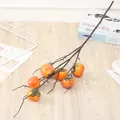 Artificial persimmon branch home decor, realistic orange fruit stems for Chinese New Year styling. - 7-Head Persimmons - Yellow