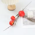 Künstlicher Kaki Zweig Deko Frucht künstliche Pflanze für Heimdekoration Fotografie Requisiten - 3-Kopf Kaki (Rot)