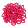 Close up view of hot pink acrylic plastic open chain links for DIY jewelry making parts - L 23mm, W 16.5mm, Wire Diameter 5mm / 50 Pieces Set / Deep Rose Red