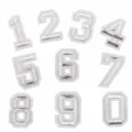 Toppe numeriche ricamate argento 0-9, distintivi numerici per uniformi DIY, dettagli eccellenti. - Set di numeri / Argento