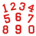 Toppe ricamate rosse numeri 0-9 per vestiti, decorazione per divise scolastiche, altezza 5,2cm. - Set di numeri / Rosso