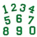 Green embroidered number patches 0-9, approx 5.2cm tall varsity style DIY badge appliques. - Number Set / Green