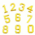 Embroidered number patches set from 0 to 9, yellow digits with white border, height 5.2cm - Number Set / Yellow