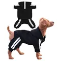 Pet dog black hooded tracksuit with white stripe design, comfortable warm pet clothing for autumn. - XS / Black