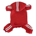 Red pet hoodie tracksuit with white stripes, stylish dog clothes for autumn and winter seasons. - XS / Red