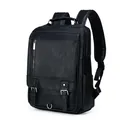Classic black PU leather backpack for men, casual business travel casual daypack bookbag. - Style 1 / Black