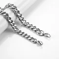 Heavy-duty silver titanium steel Cuban link chain with polished finish and lobster clasp - 23cm / Lobster Clasp Charm / 4mm Wide / Silver