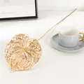 Golden artificial anthurium leaf single stem metallic floral home decor prop photography. - Single Branch Anthurium / Gold