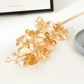 Golden artificial orchid flower branch home decor elegant metal floral stem table centerpiece - Single Stem Butterfly Orchid / Gold