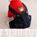 Cute dog winter hoodie denim overalls pet clothes for small dogs puppies teddy chihuahua - XS / Red