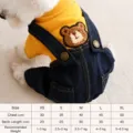 Cute dog autumn winter denim overall sweatshirt set for small dogs, warm puppy apparel. - XS / Yellow
