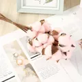 Artificial pink cotton flower bouquet detail, fluffy cotton bolls for DIY home decor. - Single Cotton Flower - Pink