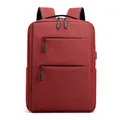 Zaino per laptop casual da lavoro rosso vino grande capacità borsa da scuola viaggio - Rosso