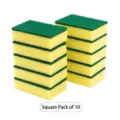 Square double-sided cleaning sponges, 10-pack set for kitchen use - Square / 10 Pieces Pack
